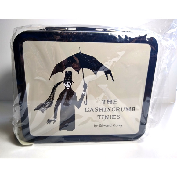 The Gashlycrumb Tinies Edward Gorey Goth Grey Metal Lunchbox Tin 2003 Halloween - Picture 2 of 9